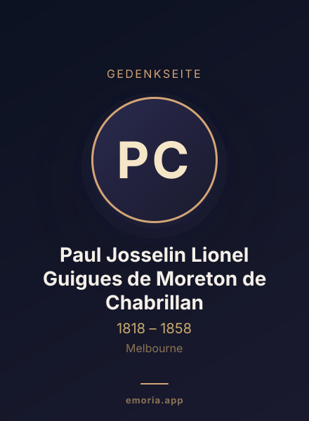 Gedenkportrait von Paul Josselin Lionel Guigues de Moreton de Chabrillan