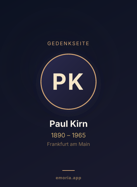 Gedenkportrait von Paul Kirn