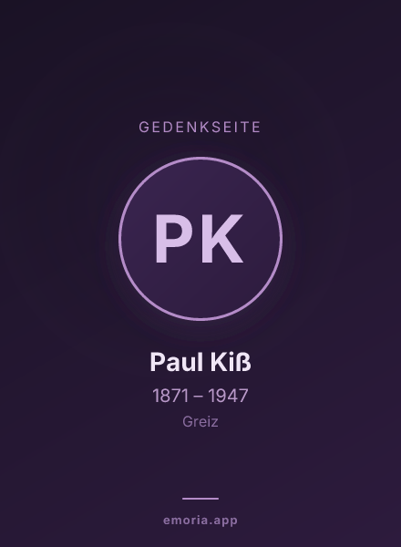 Gedenkportrait von Paul Kiß