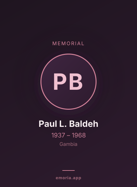 Memorial portrait of Paul L. Baldeh