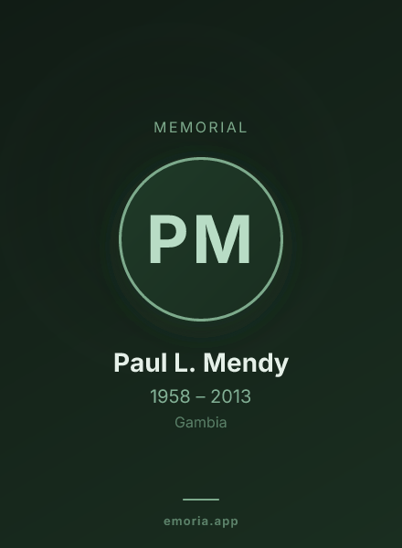 Memorial portrait of Paul L. Mendy
