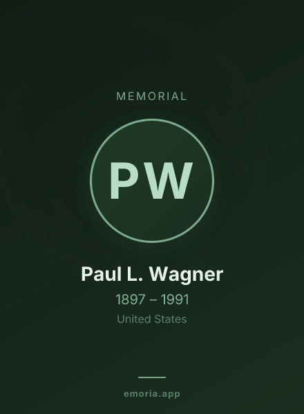 Memorial portrait of Paul L. Wagner