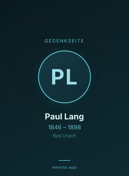 Gedenkportrait von Paul Lang