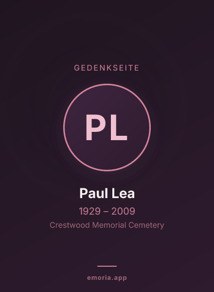 Gedenkportrait von Paul Lea