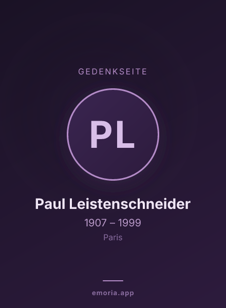 Gedenkportrait von Paul Leistenschneider
