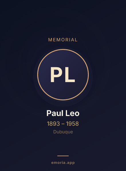 Memorial portrait of Paul Leo