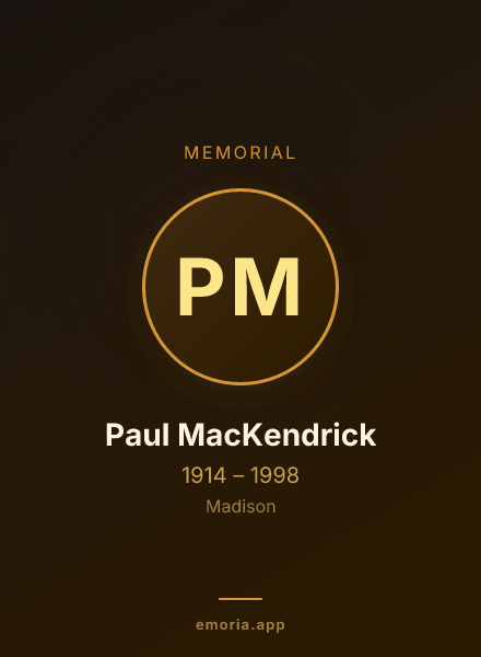 Memorial portrait of Paul MacKendrick
