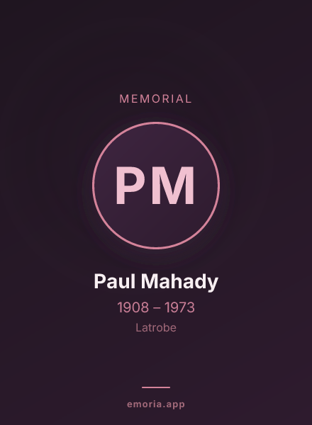 Memorial portrait of Paul Mahady