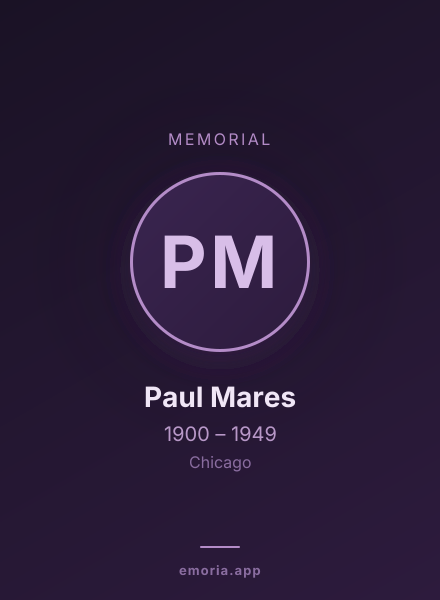 Memorial portrait of Paul Mares