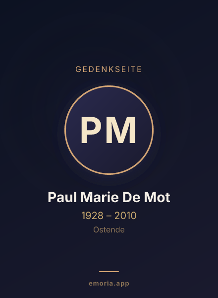 Gedenkportrait von Paul Marie De Mot