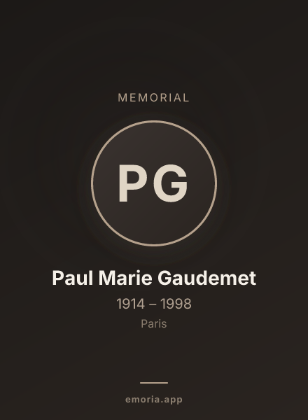 Memorial portrait of Paul Marie Gaudemet