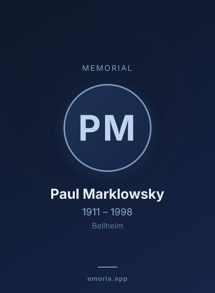 Memorial portrait of Paul Marklowsky