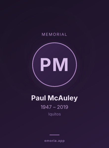 Memorial portrait of Paul McAuley