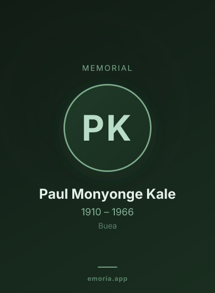 Memorial portrait of Paul Monyonge Kale
