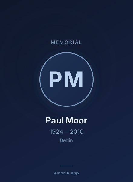 Memorial portrait of Paul Moor