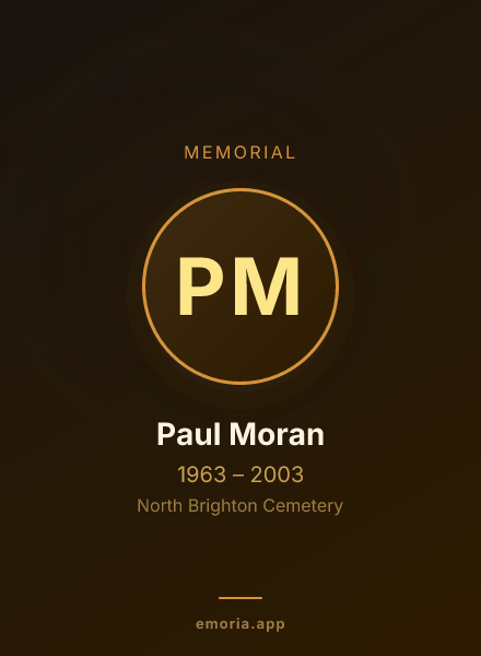 Memorial portrait of Paul Moran