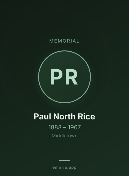 Memorial portrait of Paul North Rice