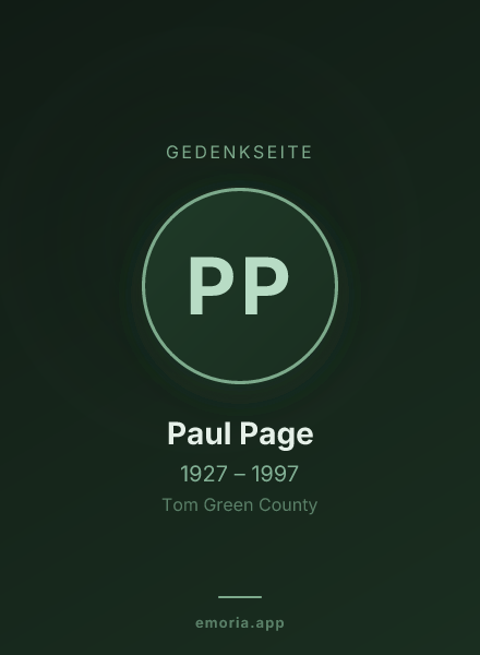Gedenkportrait von Paul Page