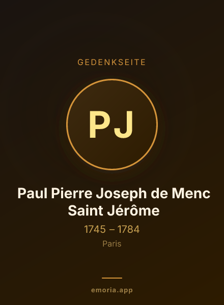 Gedenkportrait von Paul Pierre Joseph de Menc Saint Jérôme