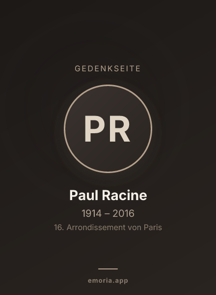 Gedenkportrait von Paul Racine