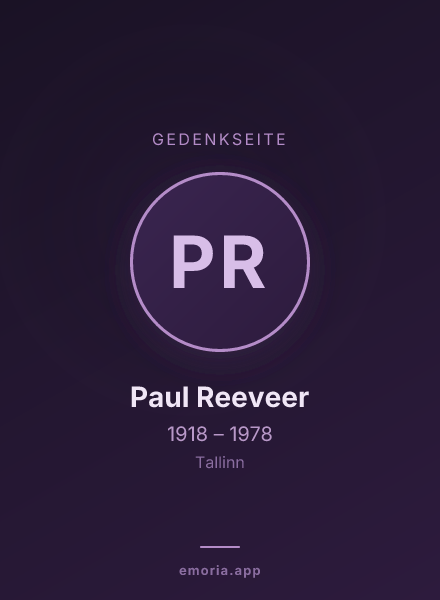 Gedenkportrait von Paul Reeveer
