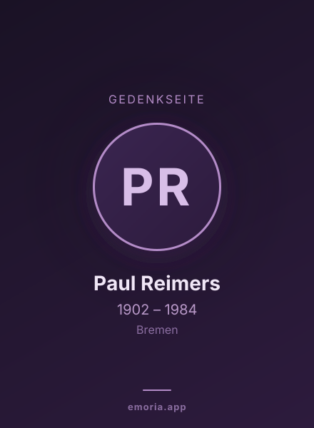 Gedenkportrait von Paul Reimers