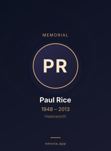 Memorial portrait of Paul Rice