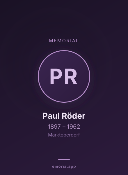 Memorial portrait of Paul Röder