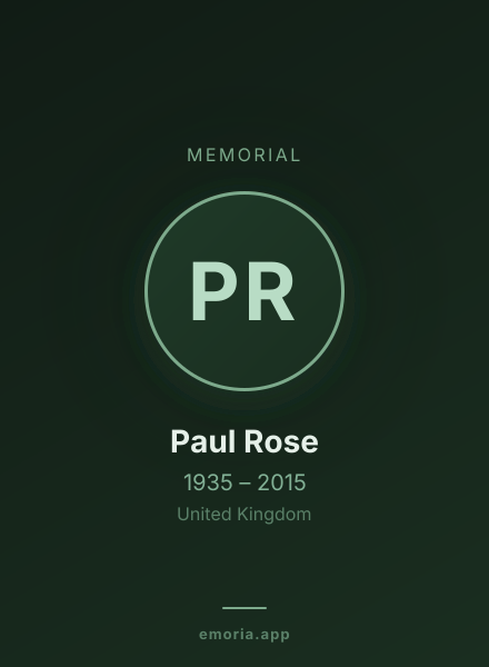 Memorial portrait of Paul Rose