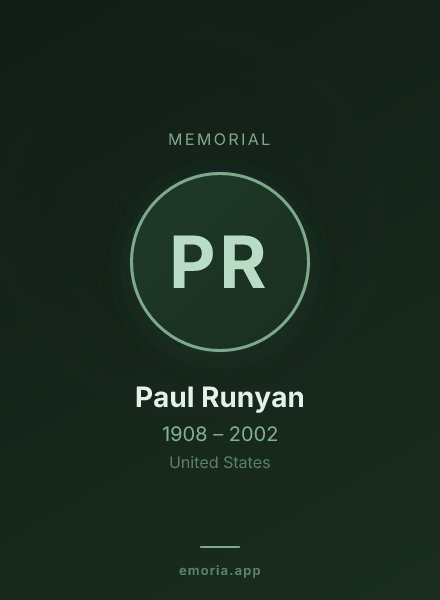 Memorial portrait of Paul Runyan