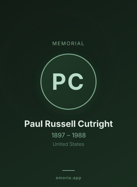 Memorial portrait of Paul Russell Cutright