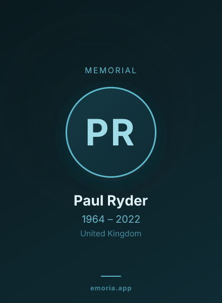Memorial portrait of Paul Ryder