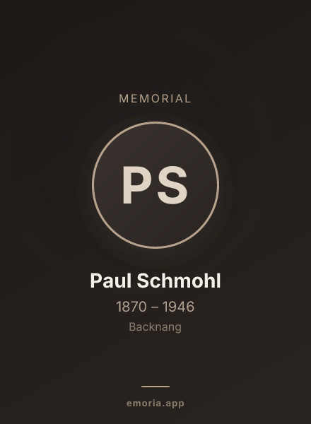Memorial portrait of Paul Schmohl