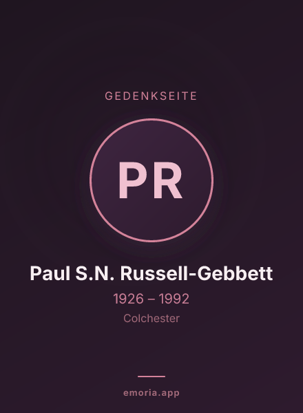 Gedenkportrait von Paul S.N. Russell-Gebbett