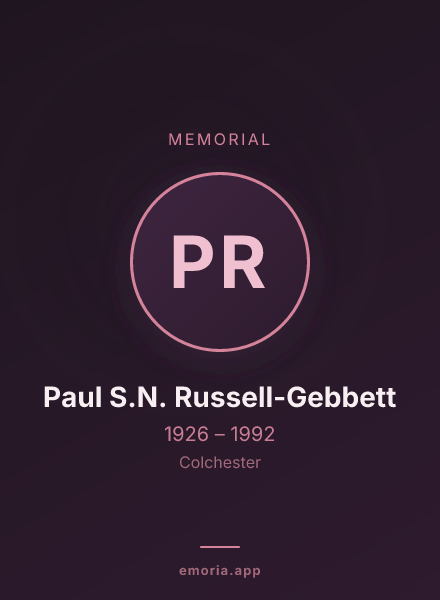 Memorial portrait of Paul S.N. Russell-Gebbett