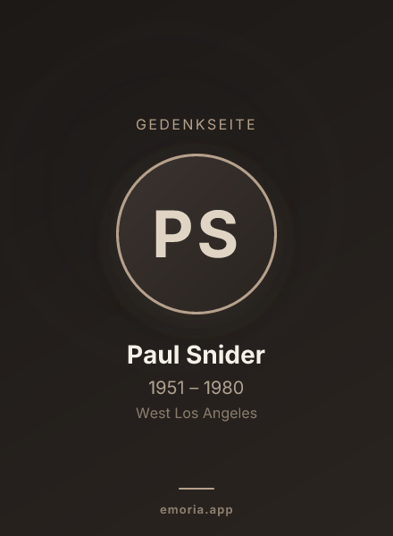 Gedenkportrait von Paul Snider