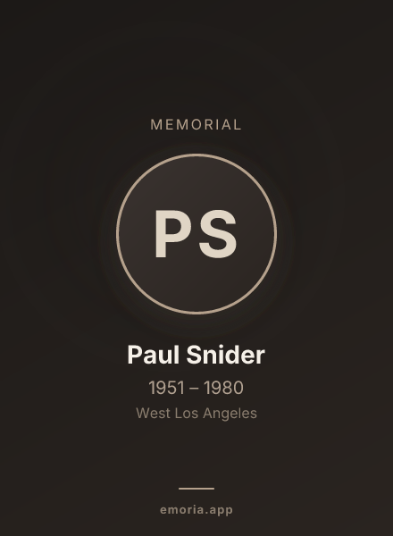 Memorial portrait of Paul Snider
