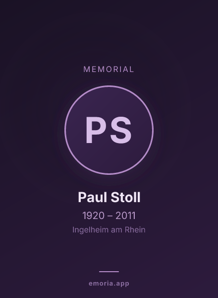 Memorial portrait of Paul Stoll