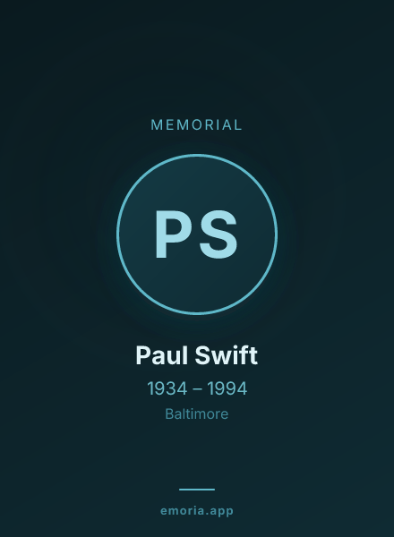 Memorial portrait of Paul Swift