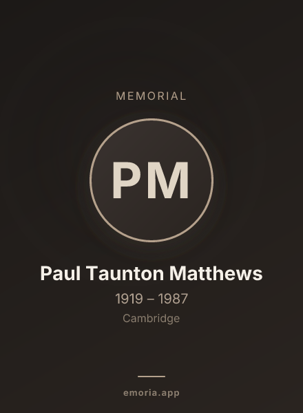 Memorial portrait of Paul Taunton Matthews