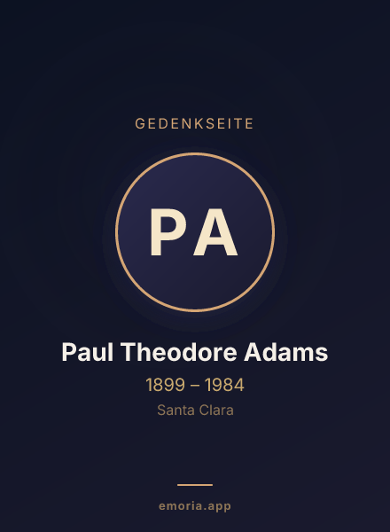 Gedenkportrait von Paul Theodore Adams