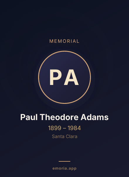 Memorial portrait of Paul Theodore Adams
