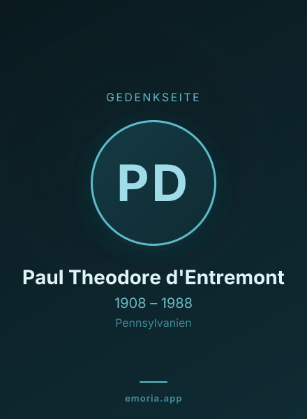 Gedenkportrait von Paul Theodore d'Entremont