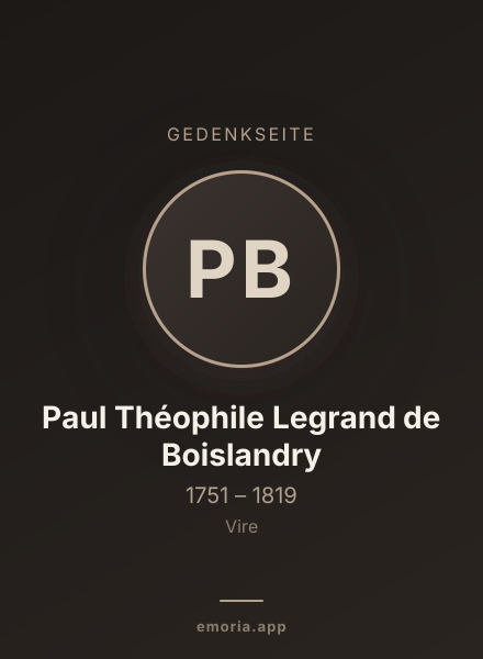Gedenkportrait von Paul Théophile Legrand de Boislandry