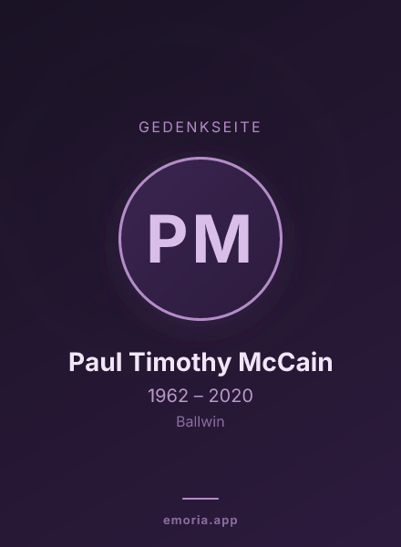 Gedenkportrait von Paul Timothy McCain