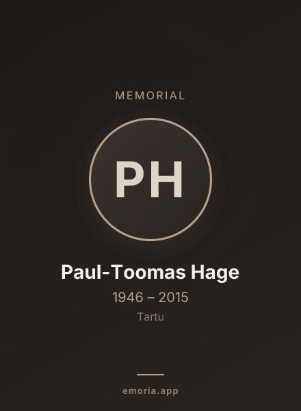 Memorial portrait of Paul-Toomas Hage