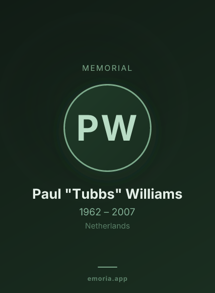 Memorial portrait of Paul "Tubbs" Williams