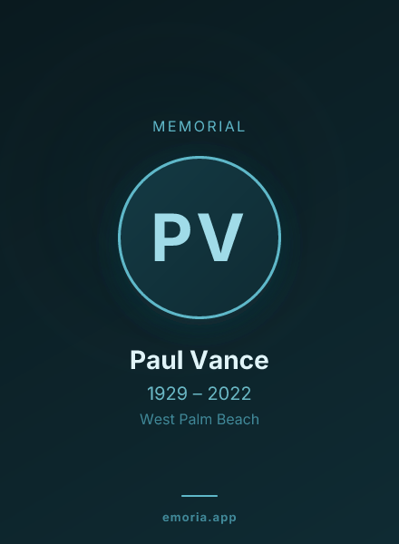 Memorial portrait of Paul Vance