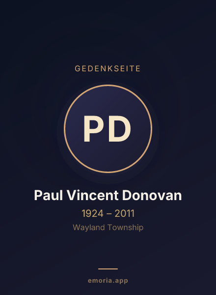 Gedenkportrait von Paul Vincent Donovan