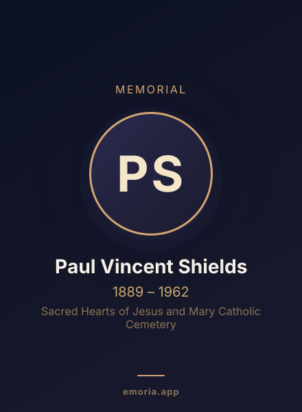 Memorial portrait of Paul Vincent Shields